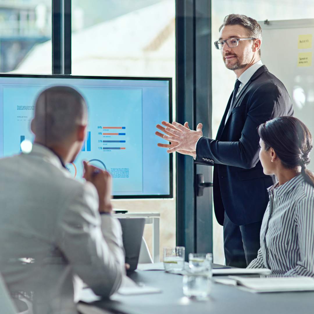 Man pitching his business after inbound lead