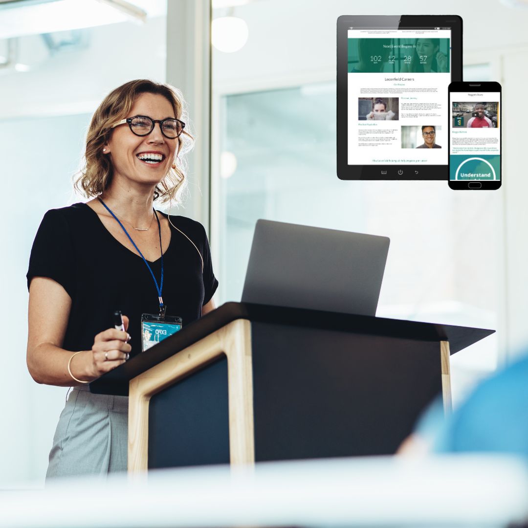 Leconfield woman giving training and ipad