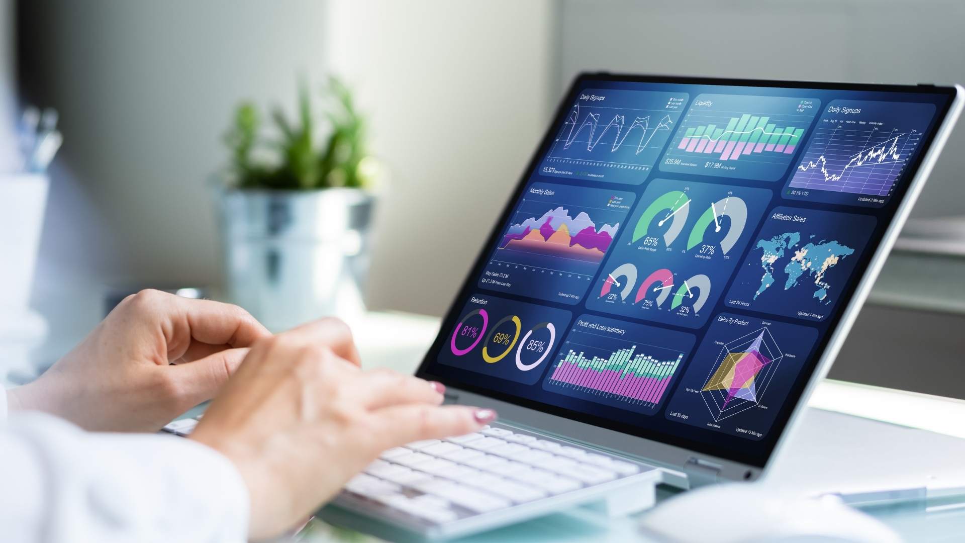 CRM and Data on laptop screen